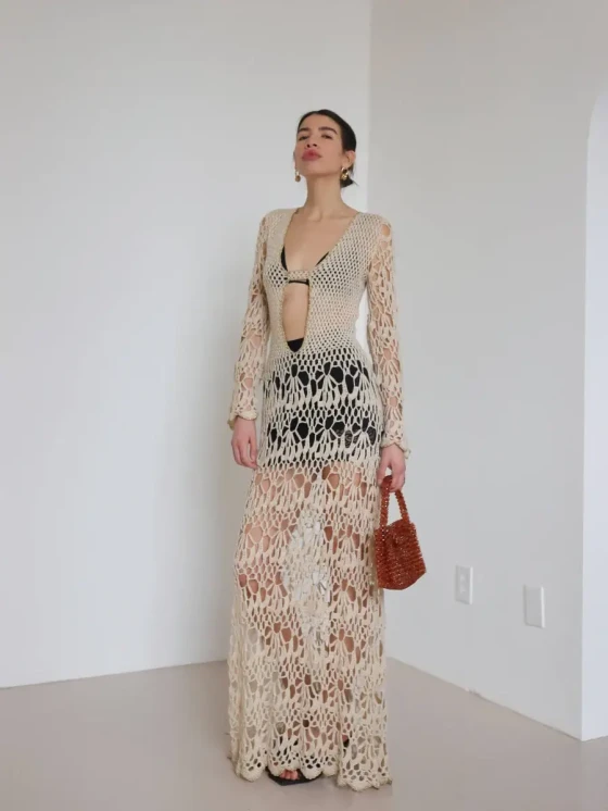Dear Society vintage crochet maxi dress