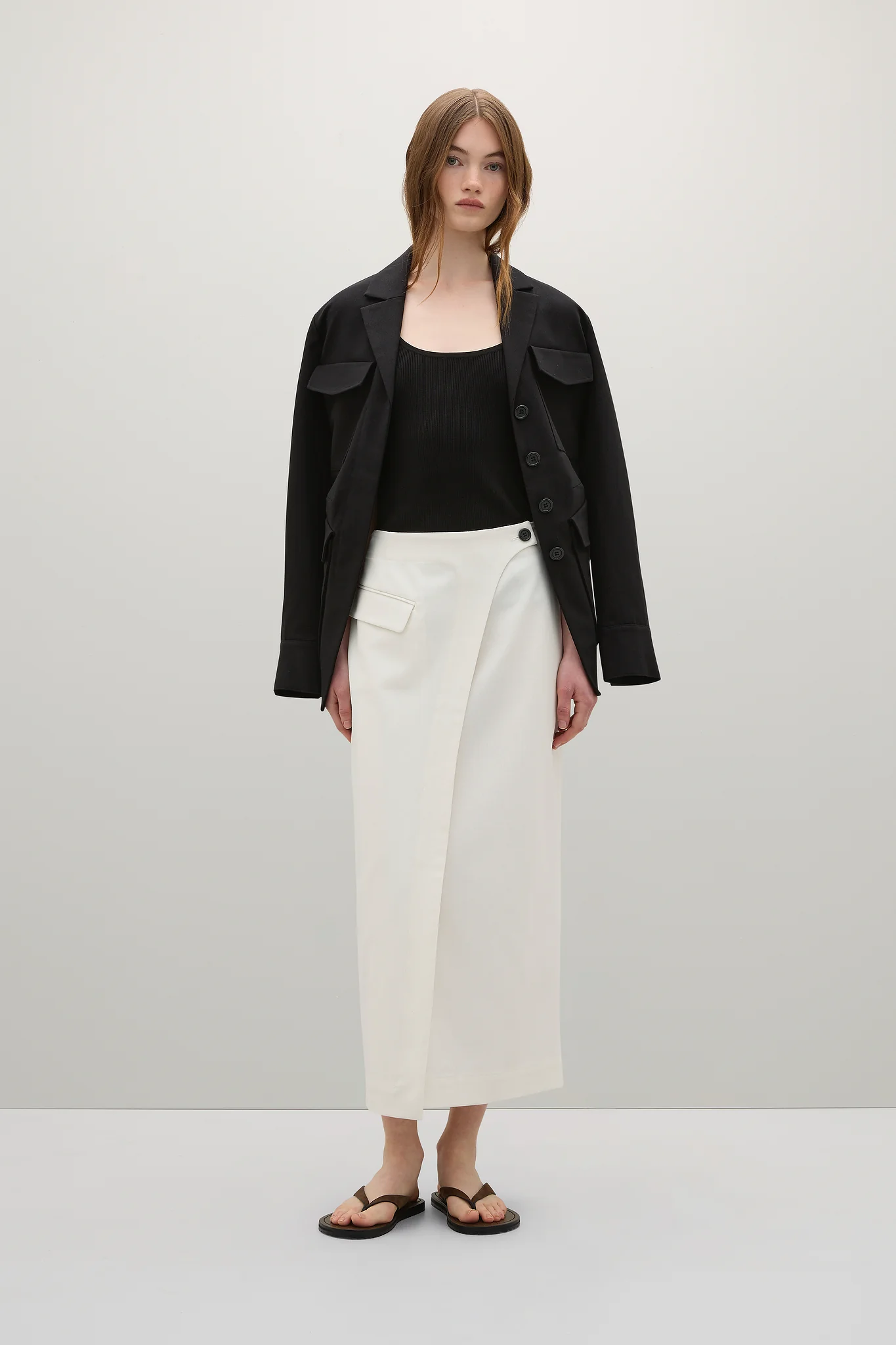 A Emery white midi skirt