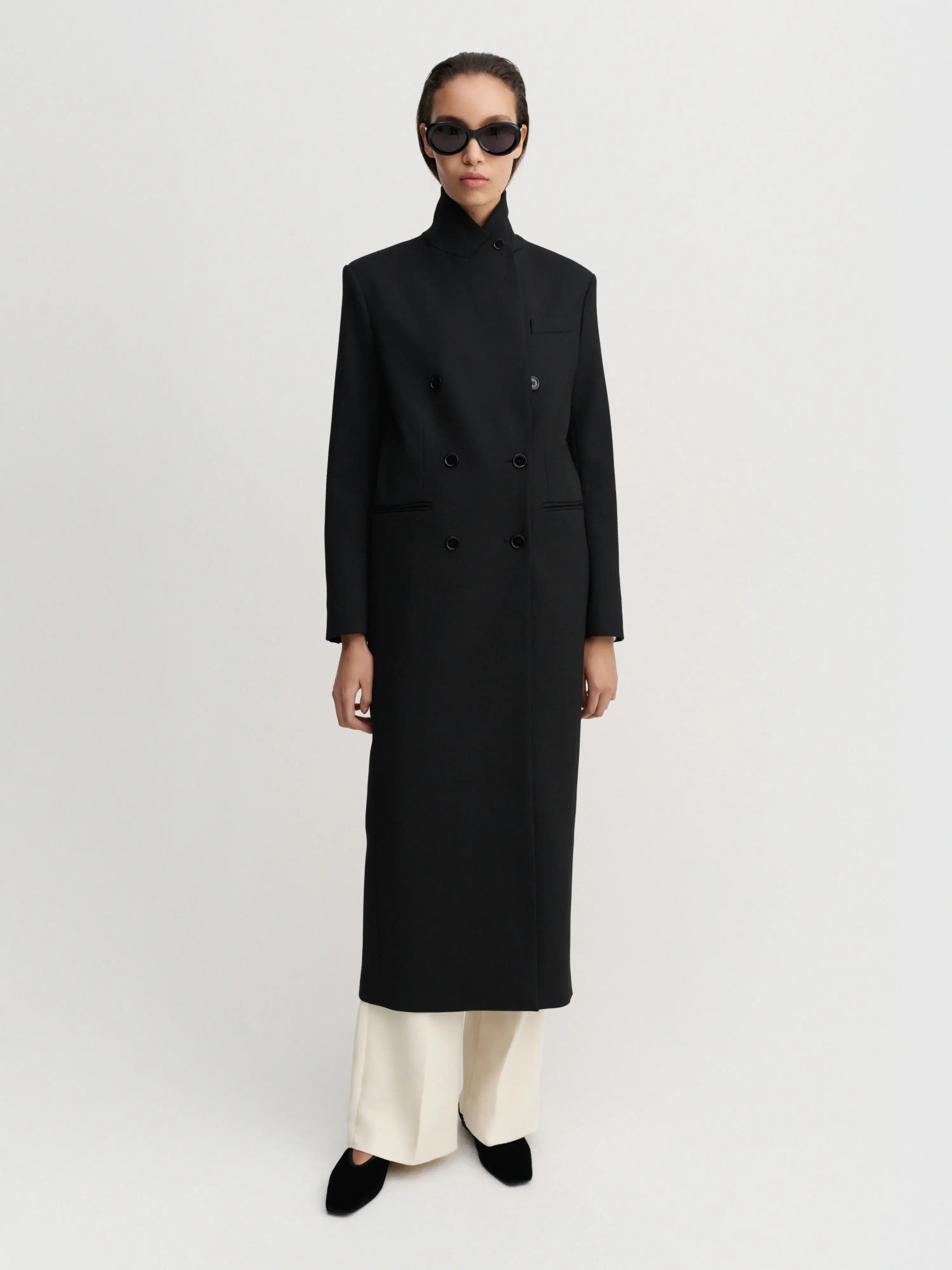 Almada black  margot long tailored coat