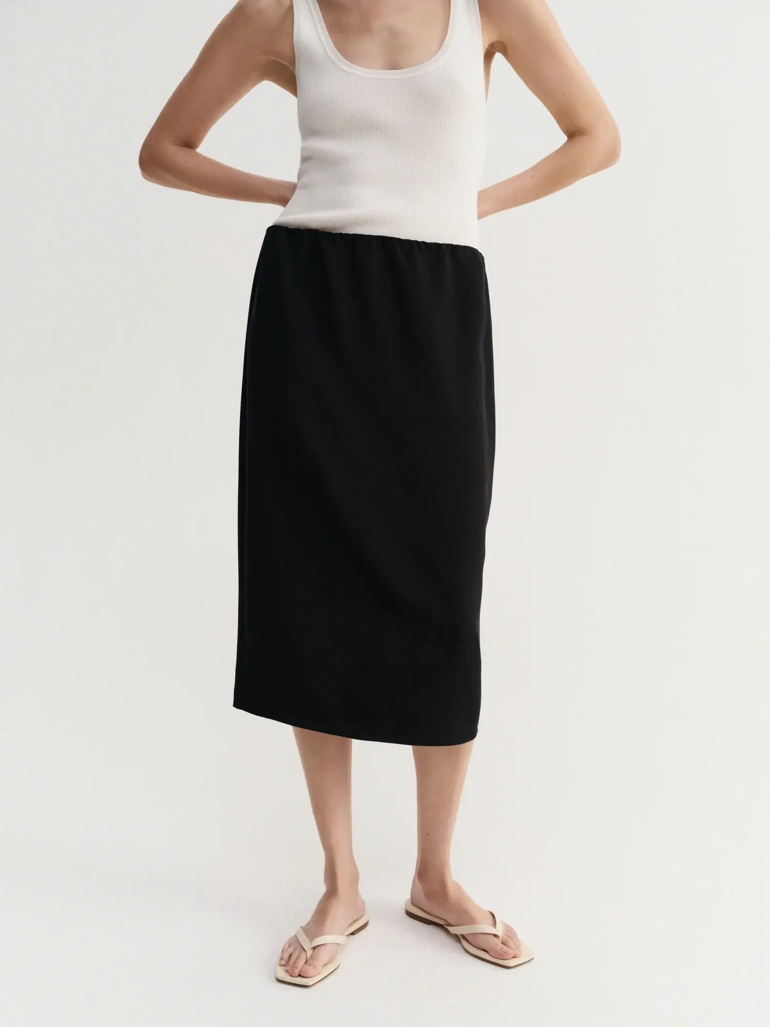 Almada black silk slip skirt