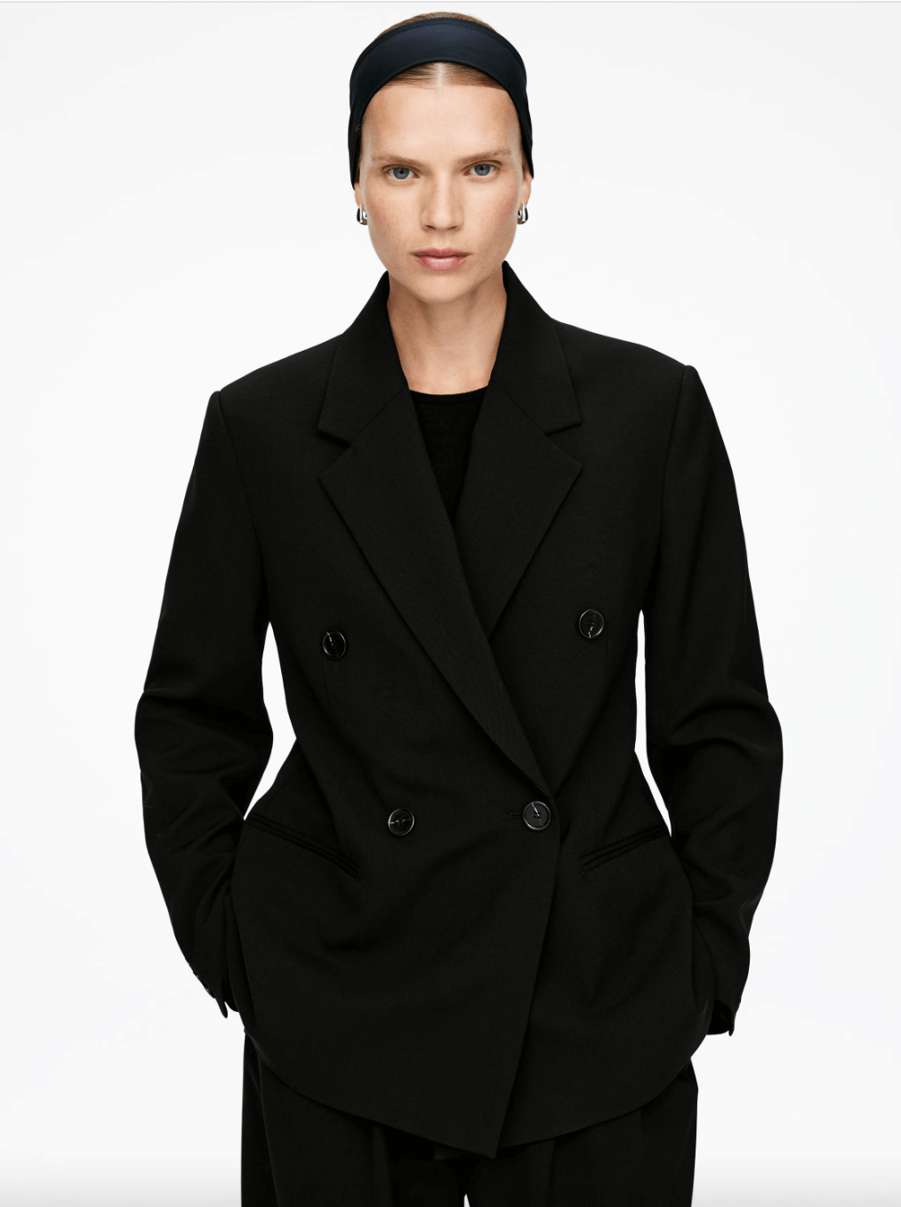 Arket black double breasted blazer