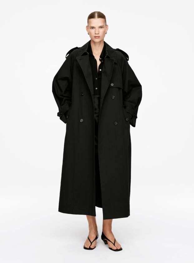 Arket black trench coat