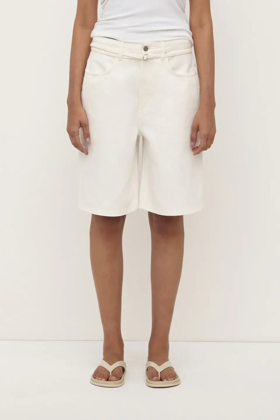 Assembly label white denim shorts