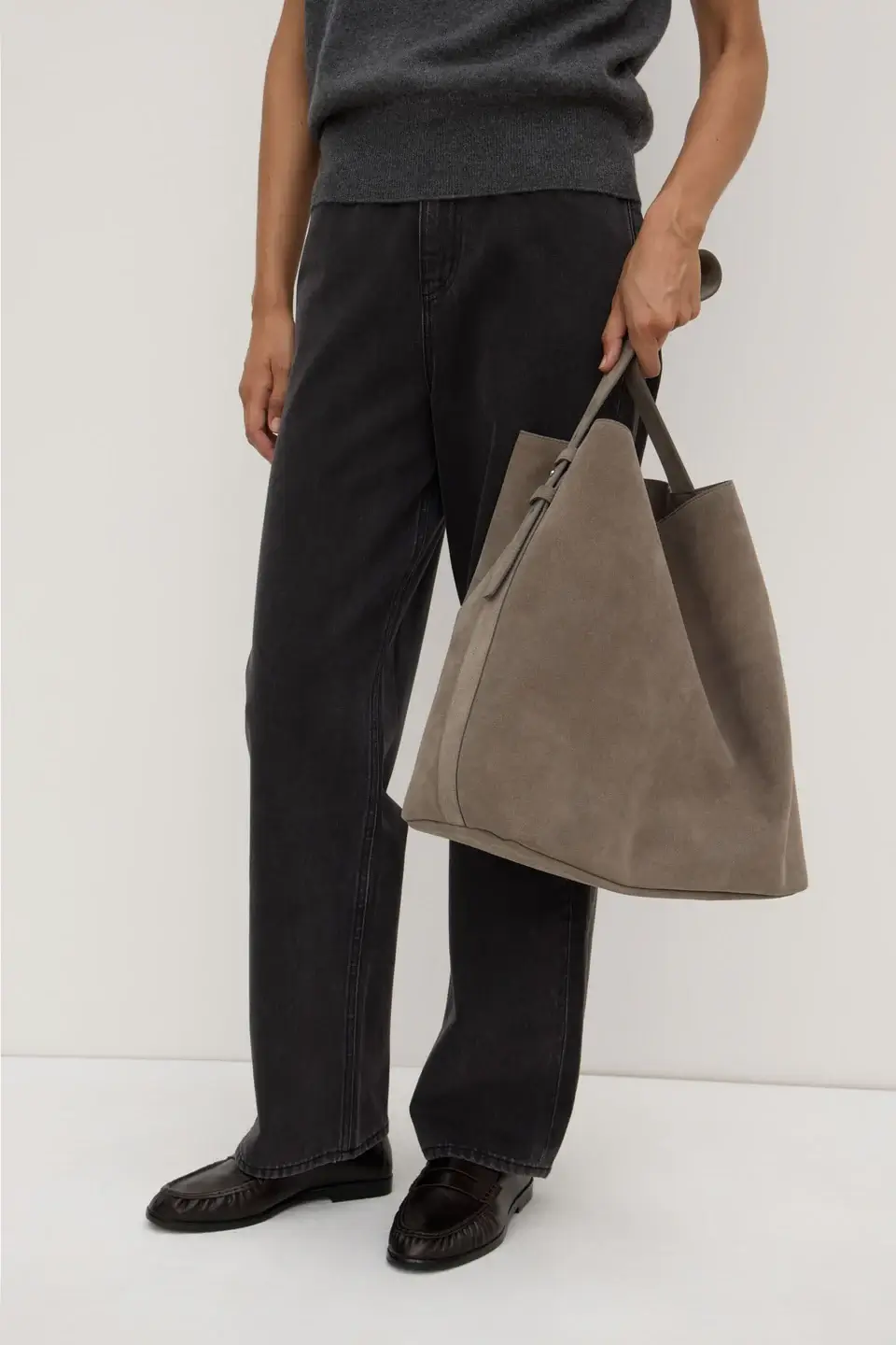 Assembly Label grey suede shoulder bag