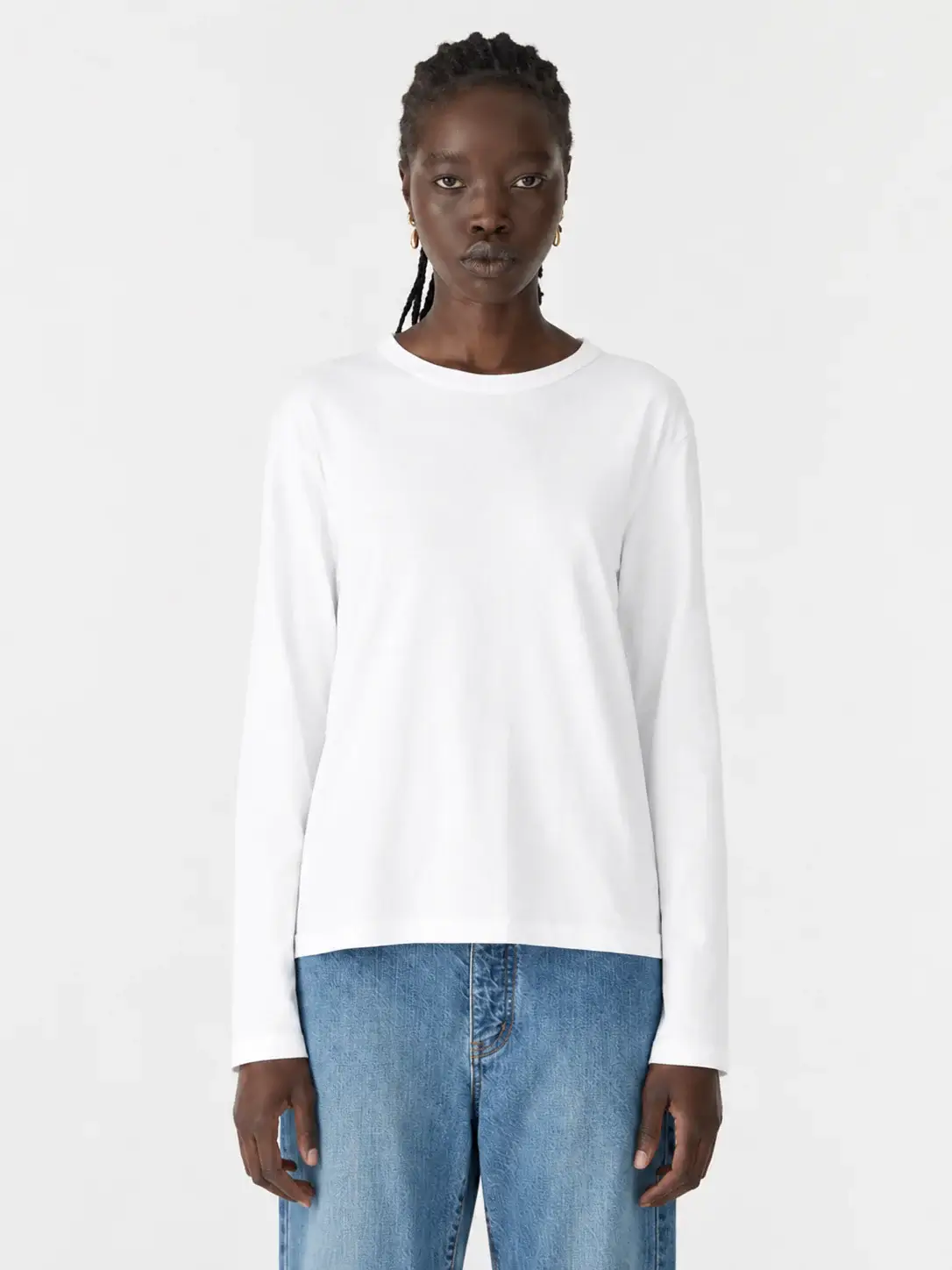 Bassike classic heritage long sleeve white t-shirt