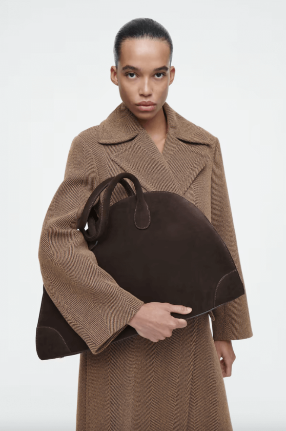 COS studio brown suede bowling bag