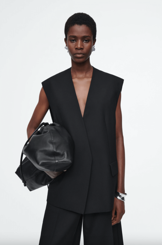 COS black long vest waistcoat