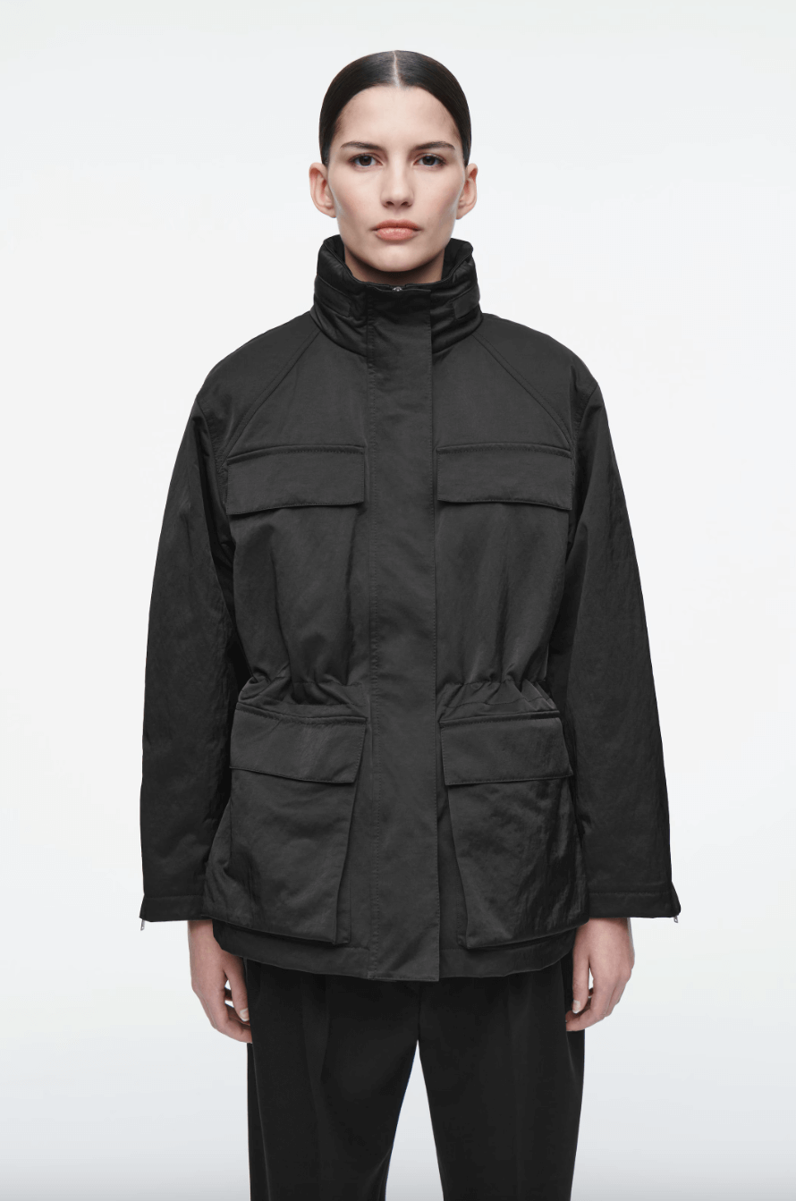 COS waisted black utility jacket