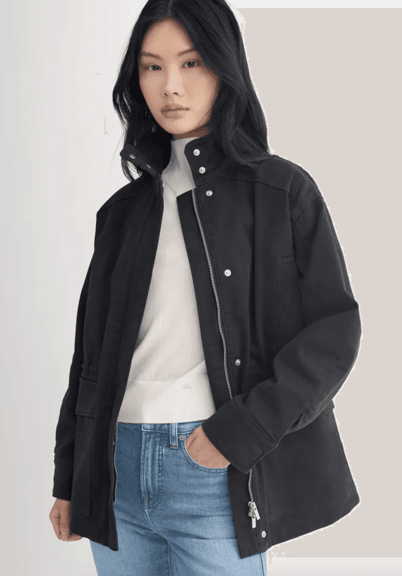 Everlane black filed jacket parka