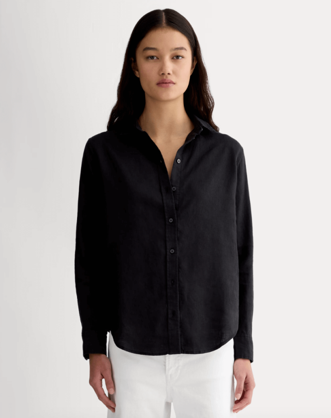 Everlane black linen shirt