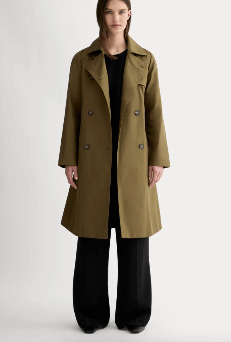 Everlane olive trench coat
