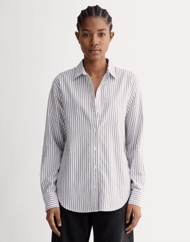 Everlane black and white striped shirt