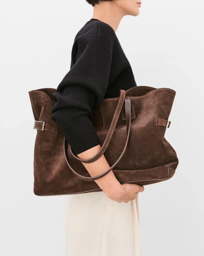 Flattered suede brown tote bag