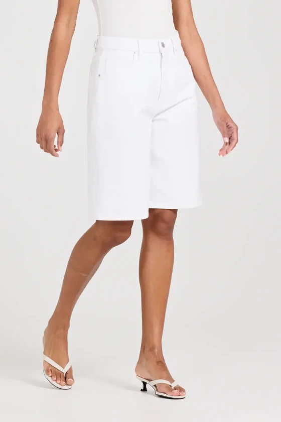 Henne long white denim shorts
