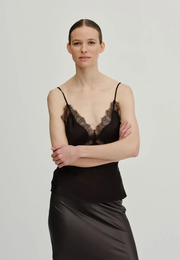 Herskind black lace trim singlet top