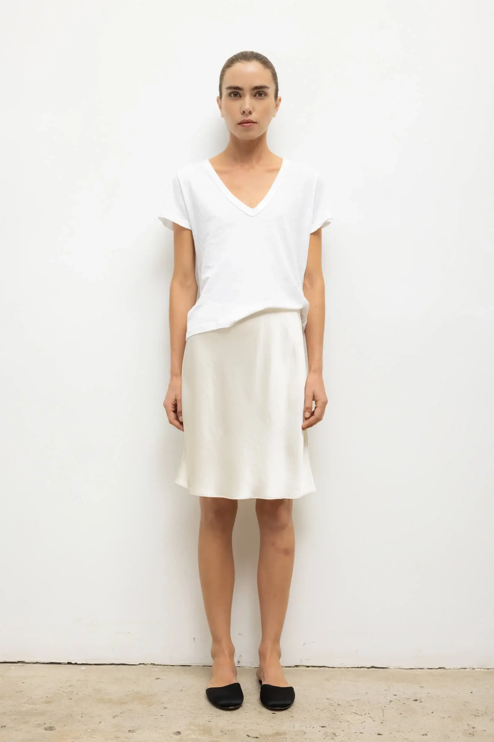 Leset cream barb slip skirt