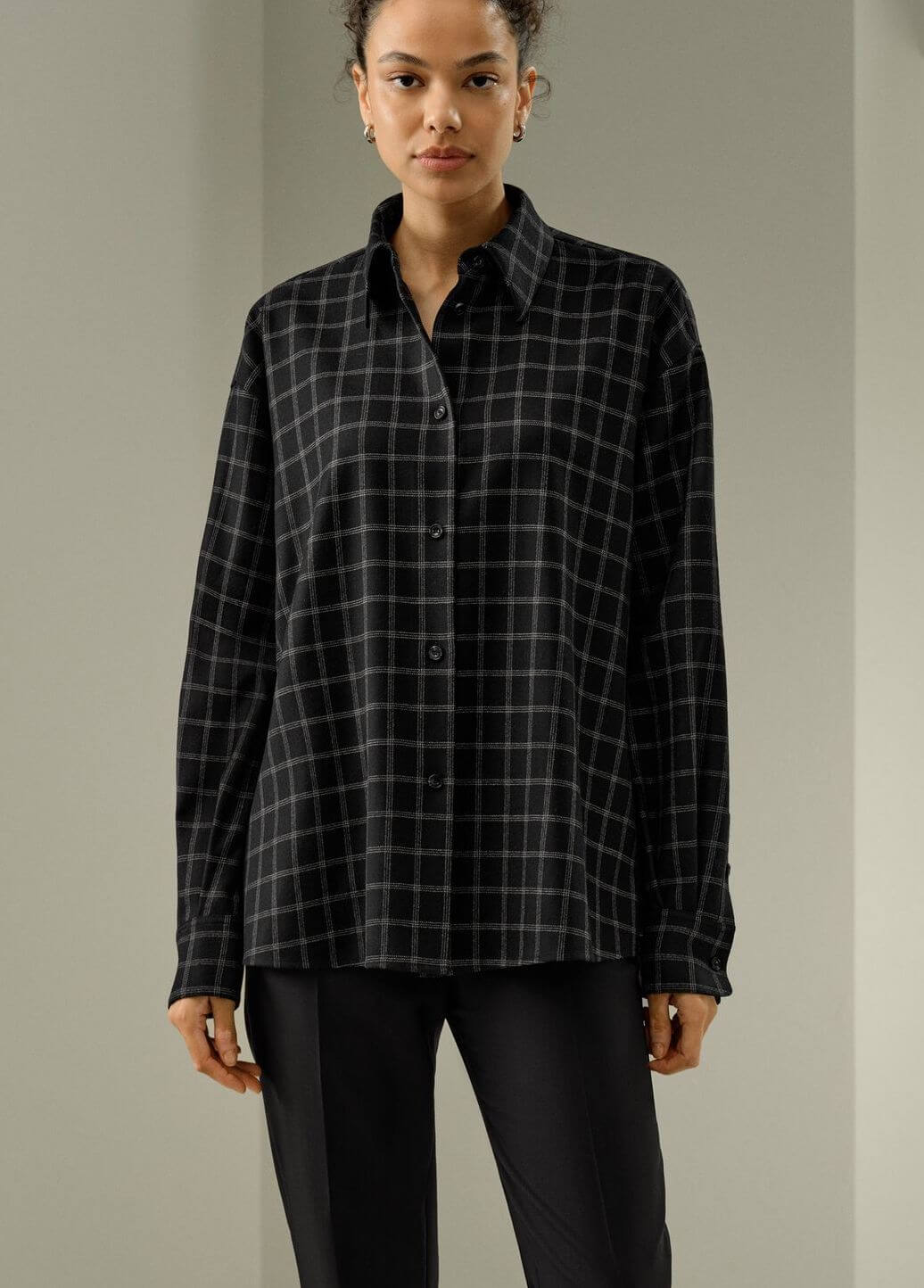 Lilysilk windowpane plaid pattern shirt