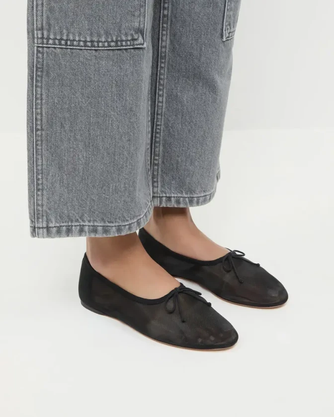 Loeffler Randall Landon black mesh ballet flats