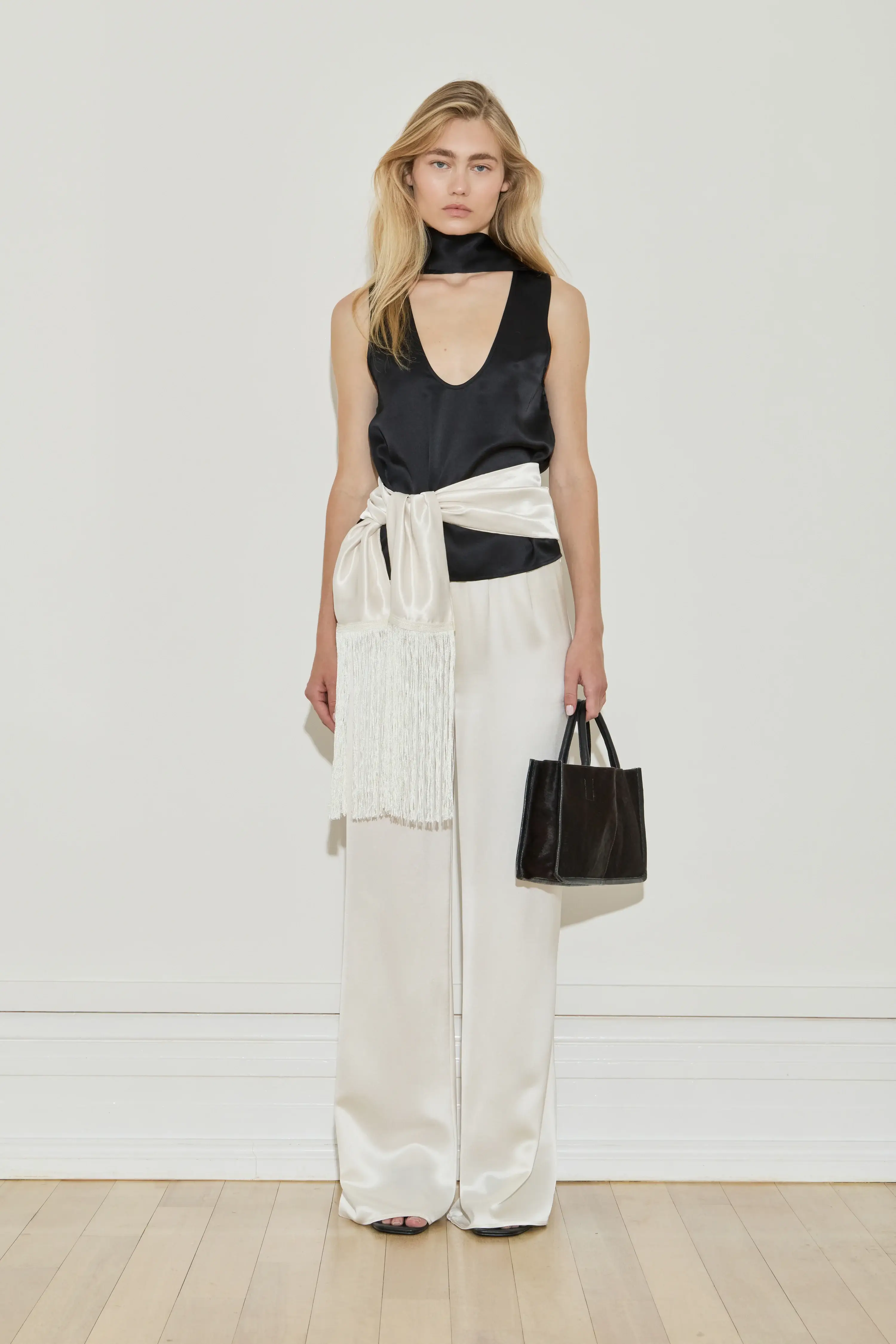 Maison Essentiele silk fringe scarf