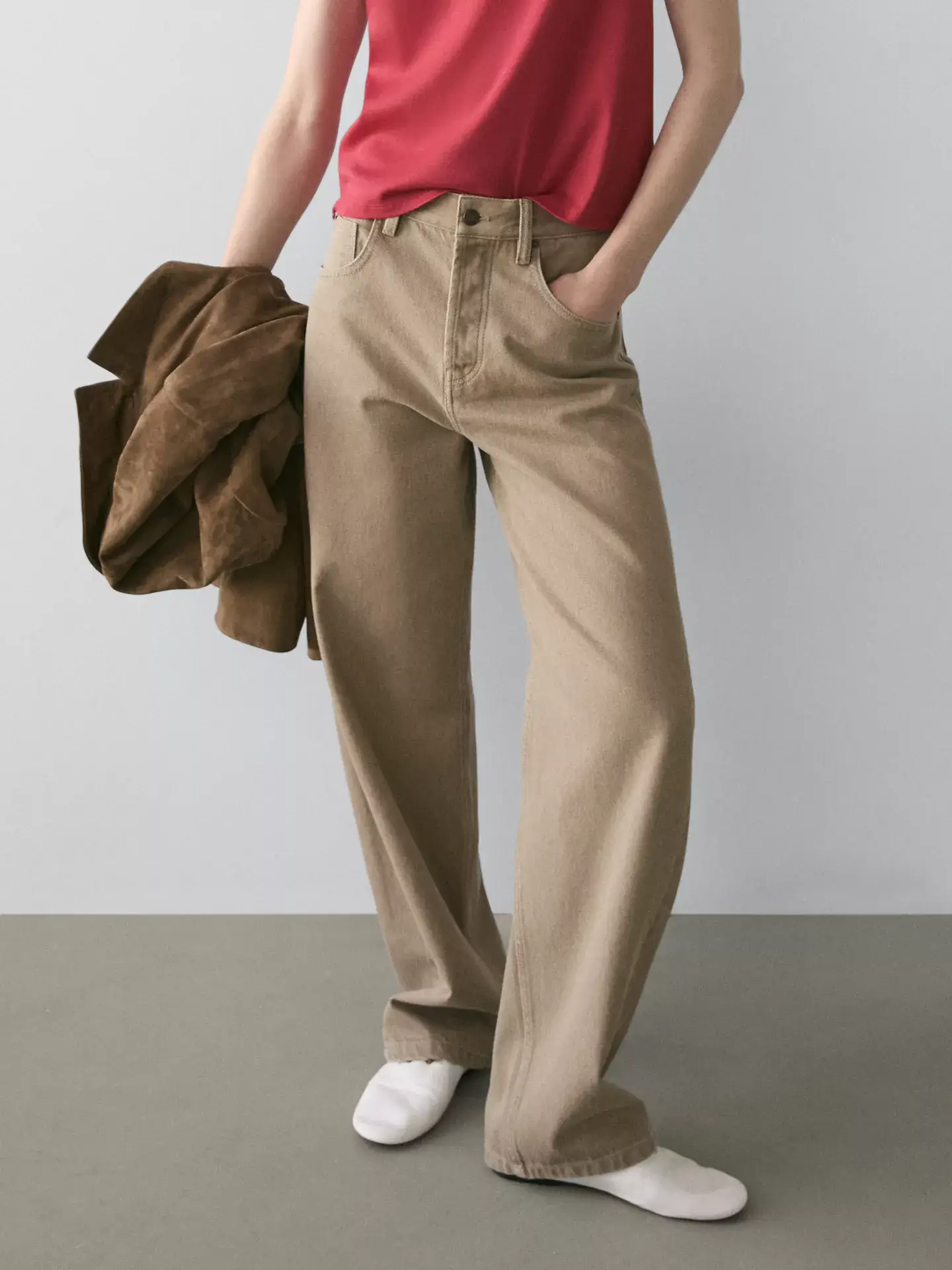 Massimo Dutti sand balloon jeans