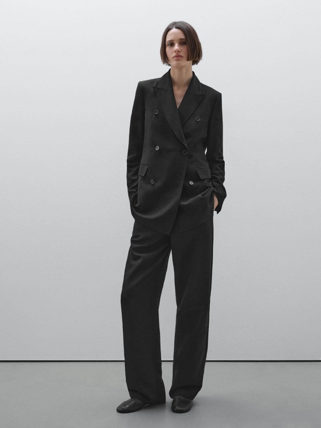 Massimo Dutti black double breasted blazer