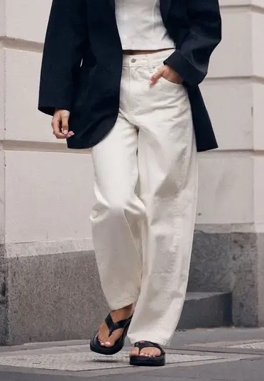 Nobody Denim white barrel leg jeans