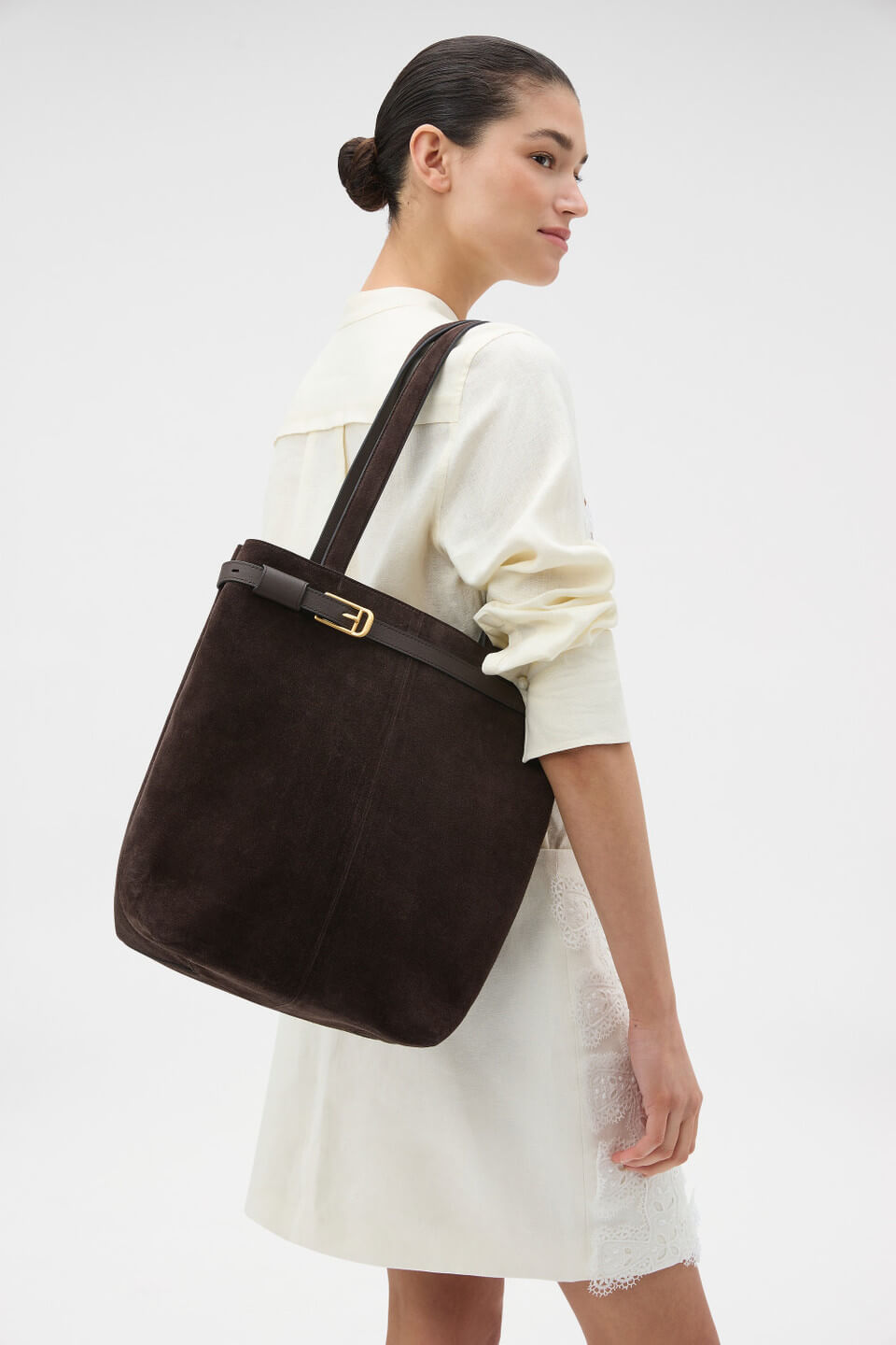 Oroton brown suede cali tote bag