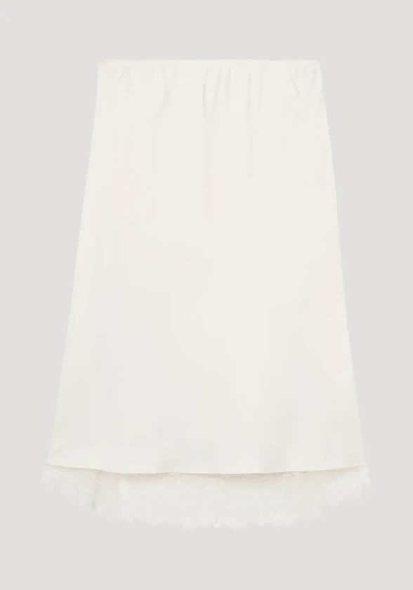 Rohe lace trim cream silk skirt