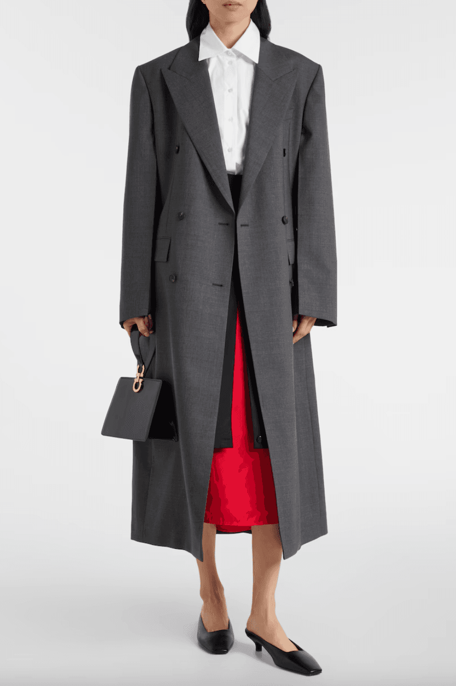 Rohe double breasted virgin wool coat grey