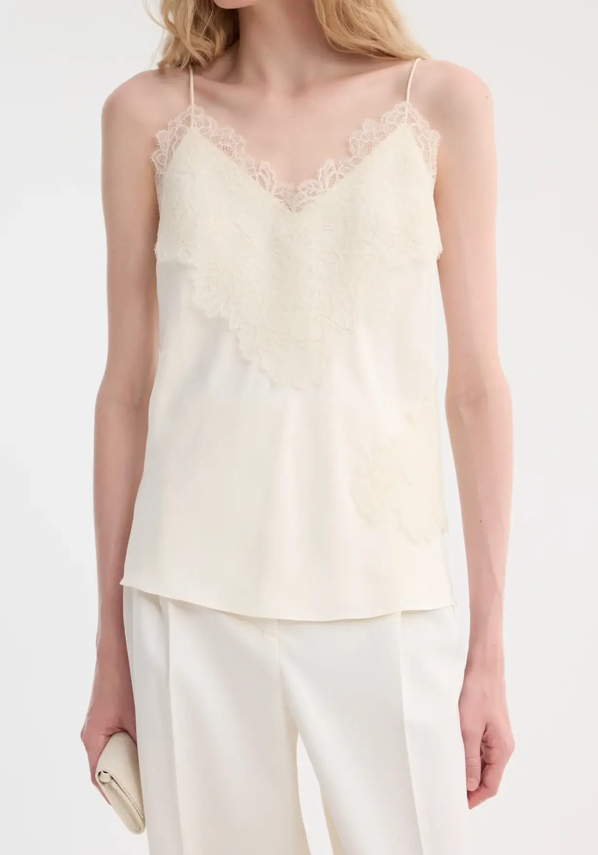 Rohe cream silk lace camisole