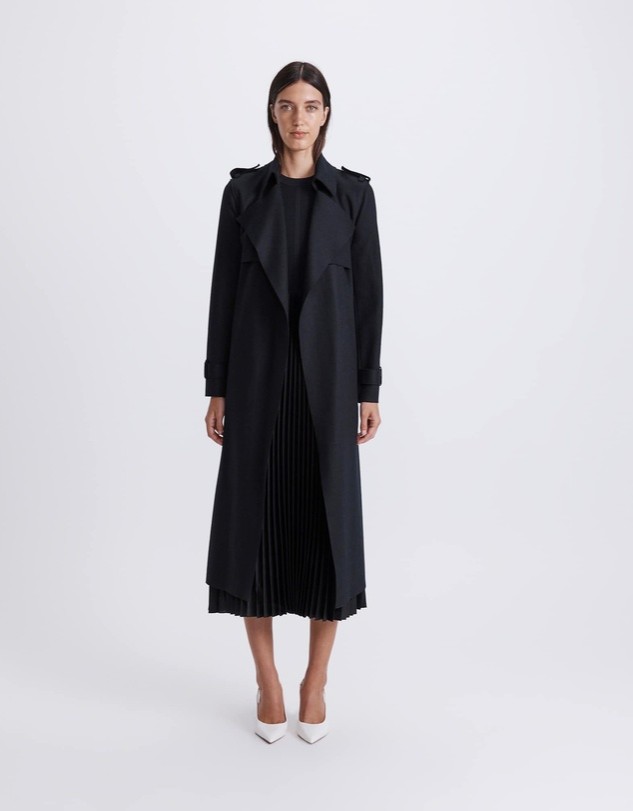 SABA black wook long trench coat