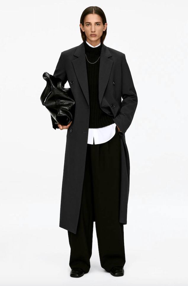 Arket black slim coat