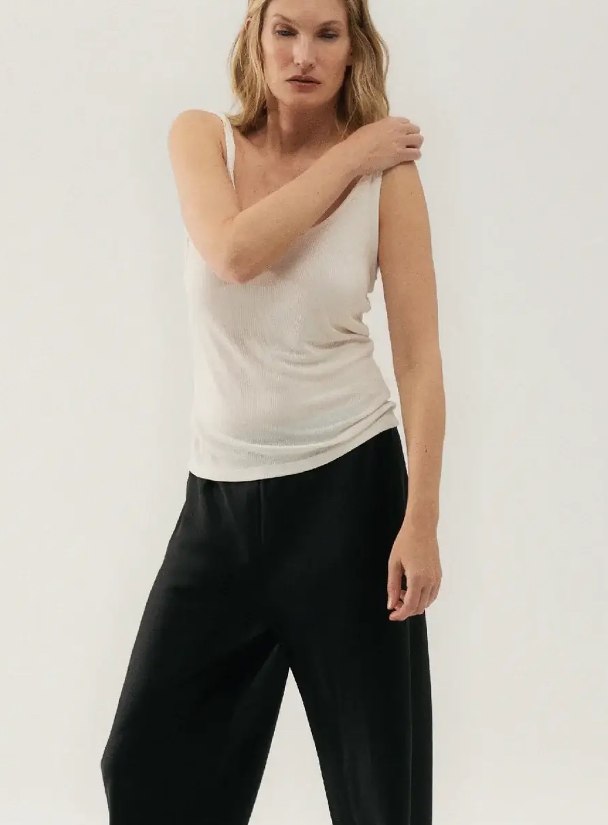 Silk Laundry cream silk tank top