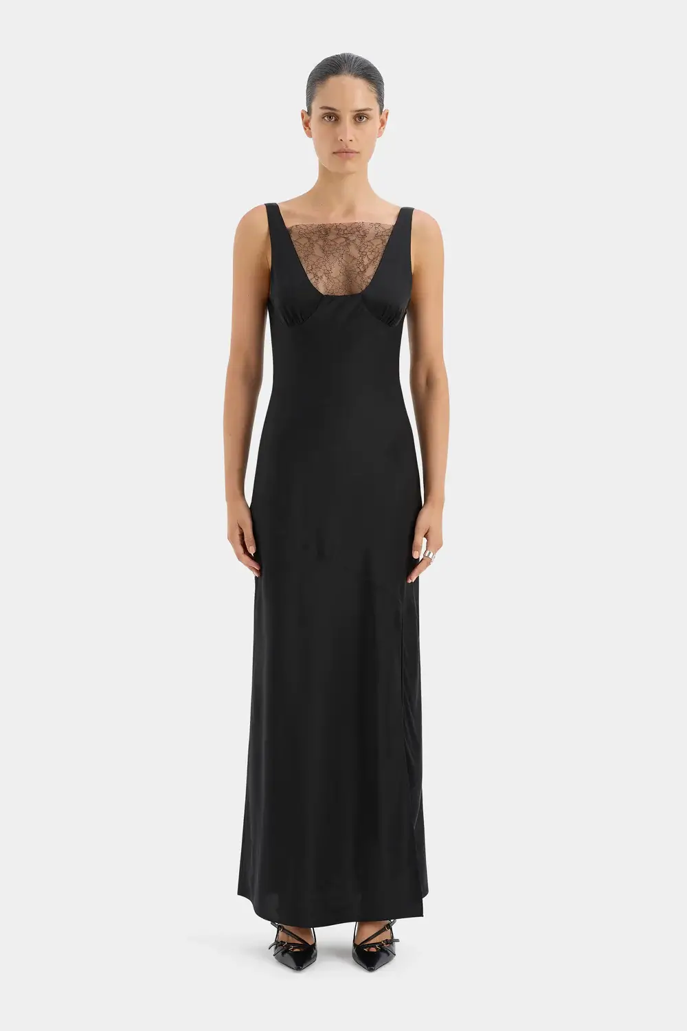 SIR black lace silk dress