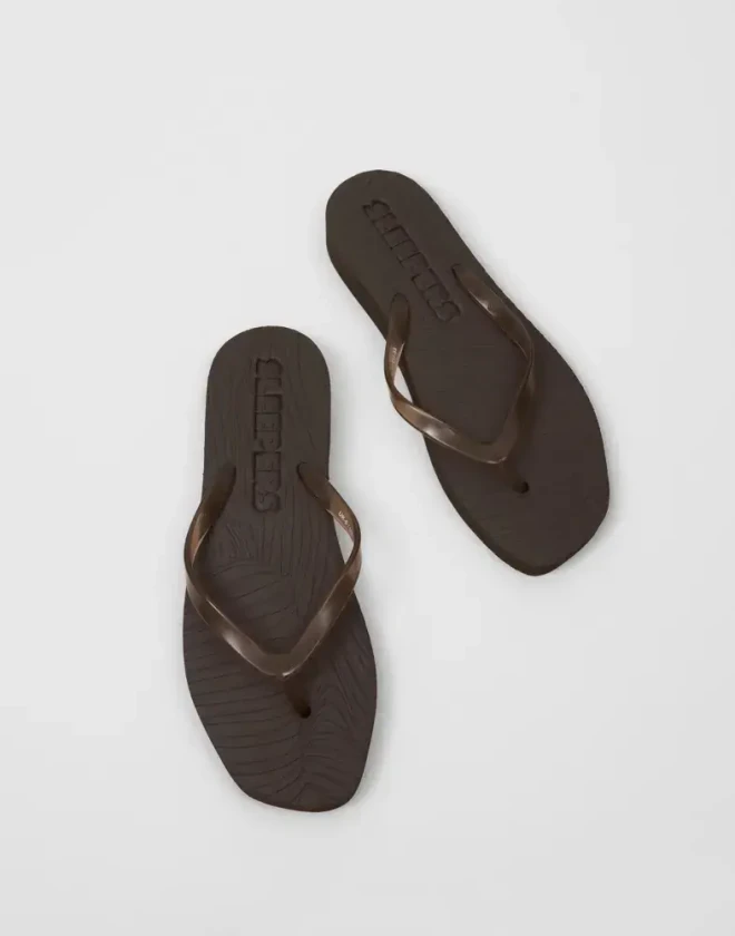 Sleepers tapered platform transparent brown flip flop
