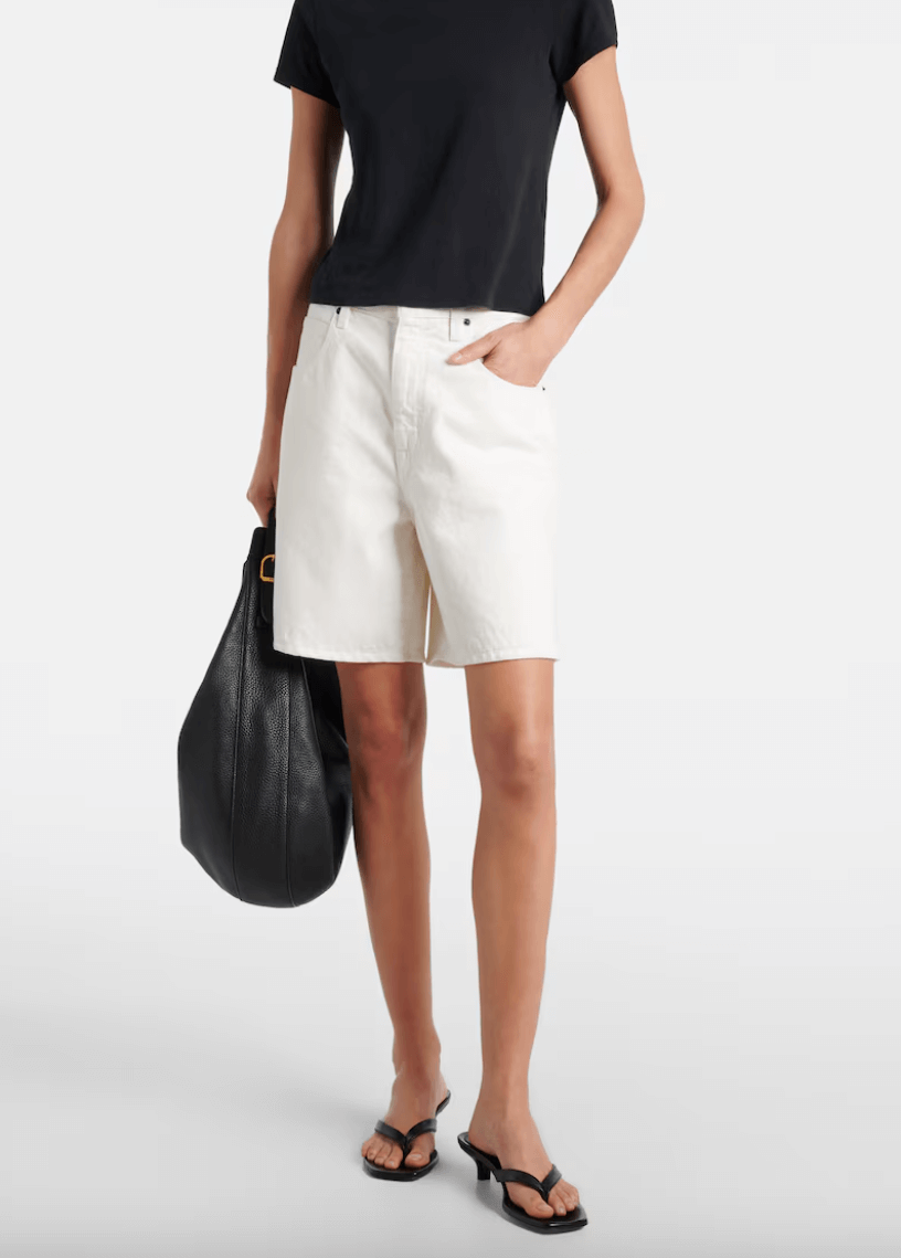 Slvrlake white long denim shorts