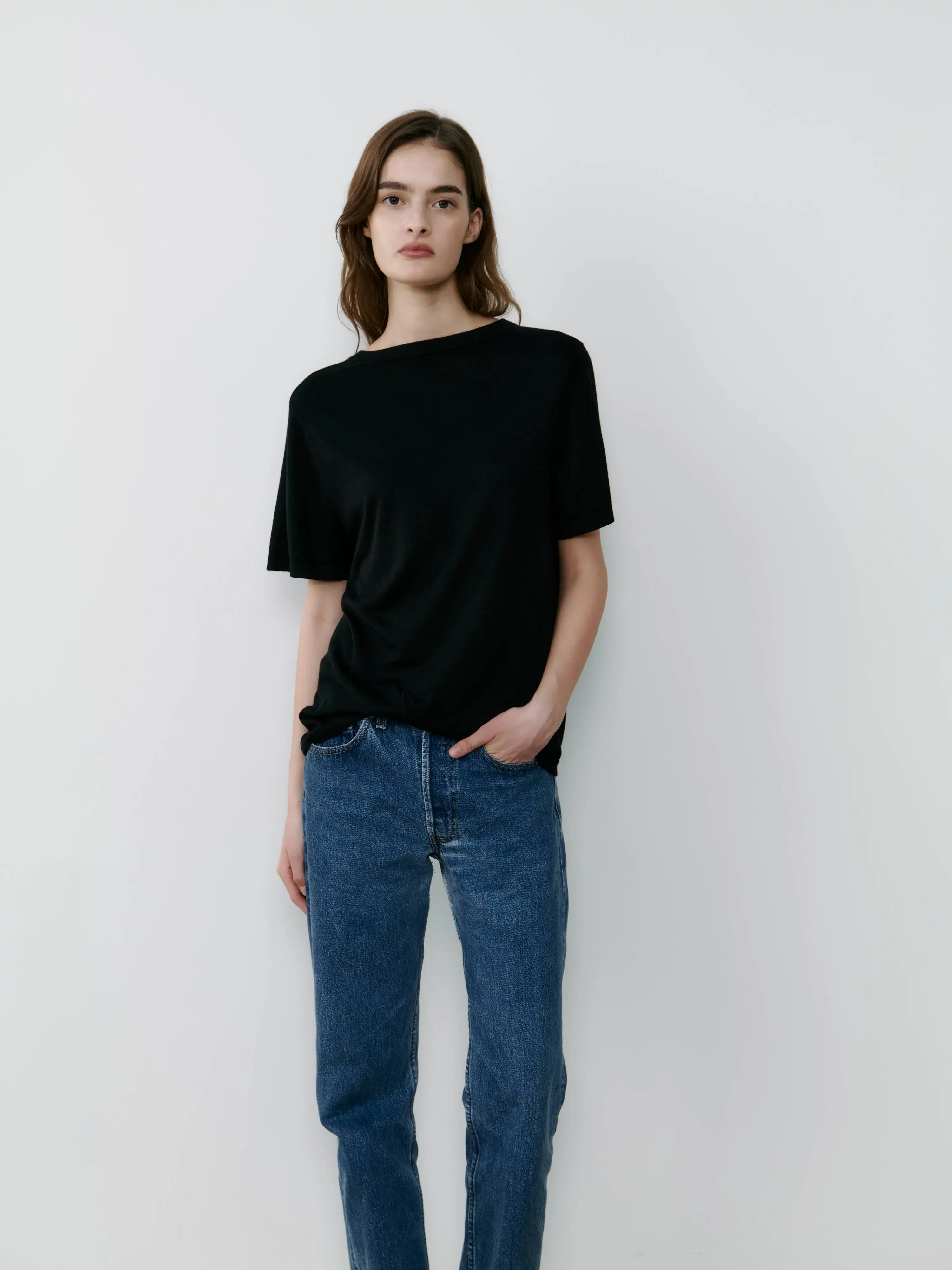 The Curated black silk t-shirt