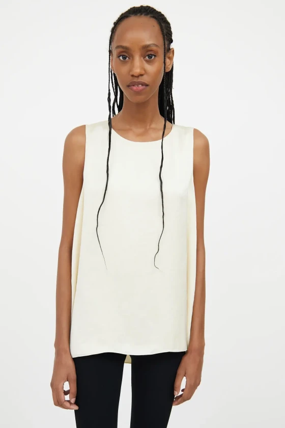 The Row cream silk singlet top