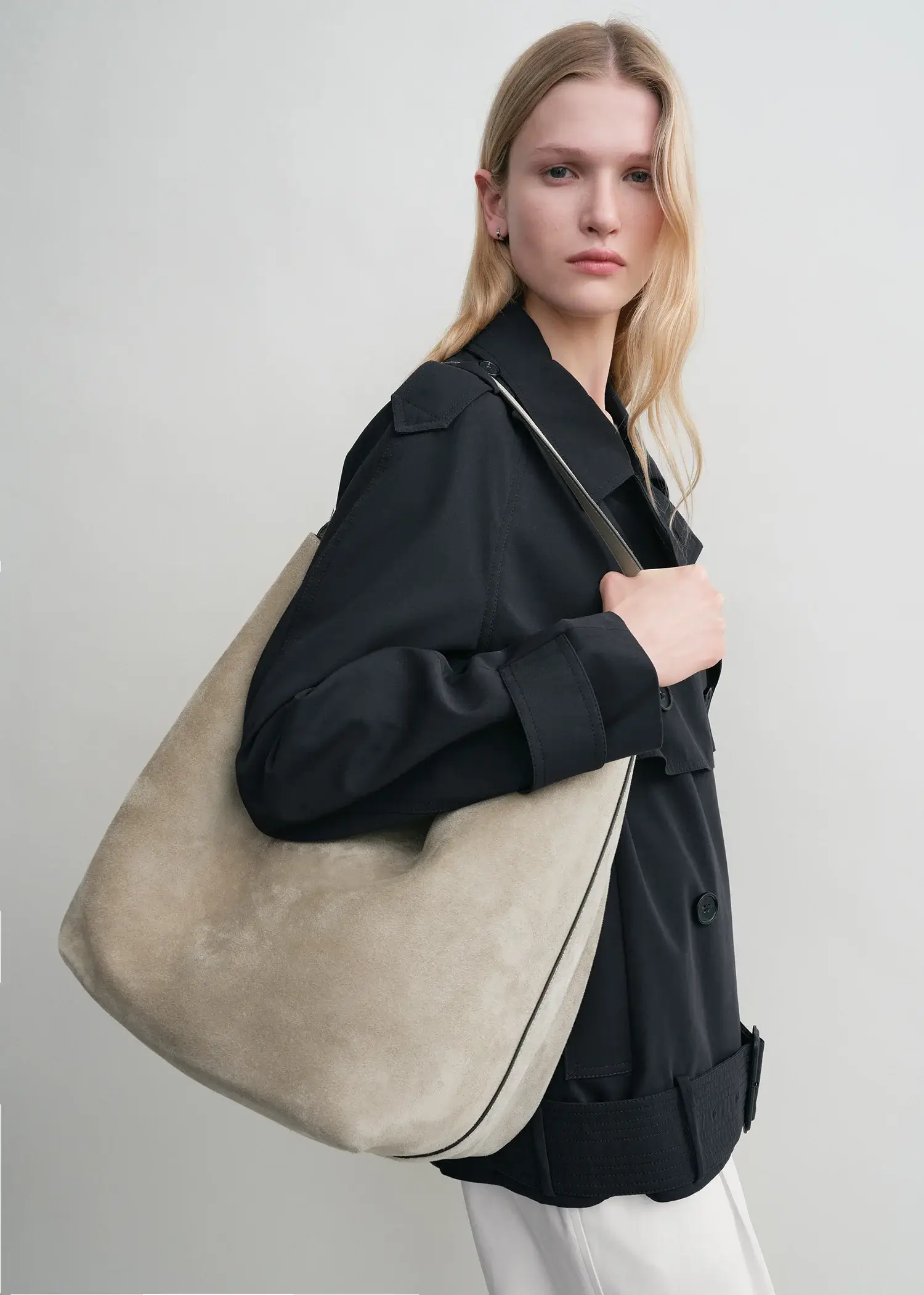 Toteme belted suede tote bag desert