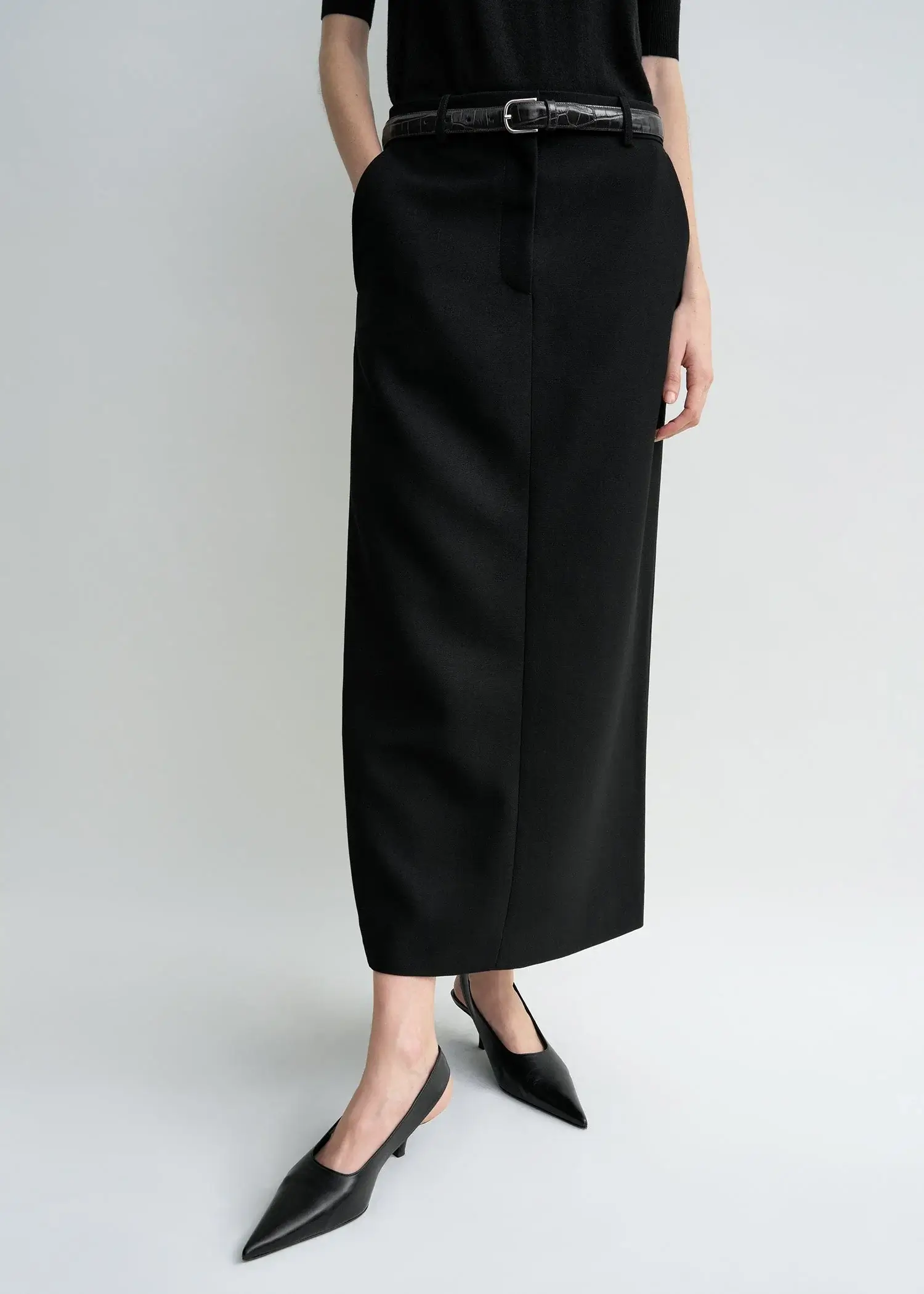 Toteme low waist black pencil straight skirt
