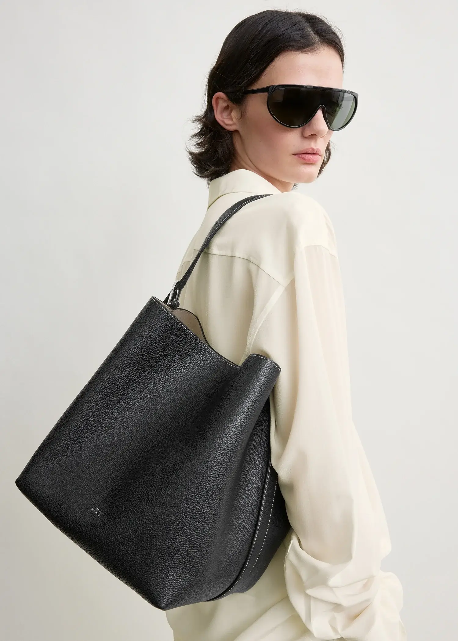 Toteme black belted grained leather tote bag