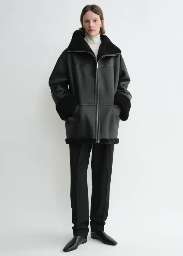Toteme black shearling coat