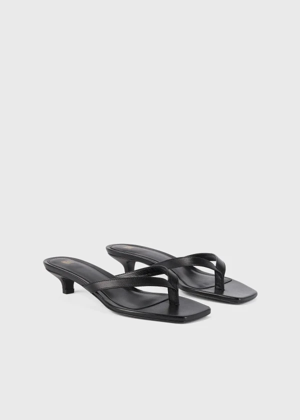 Toteme black flip flop heeled sandals