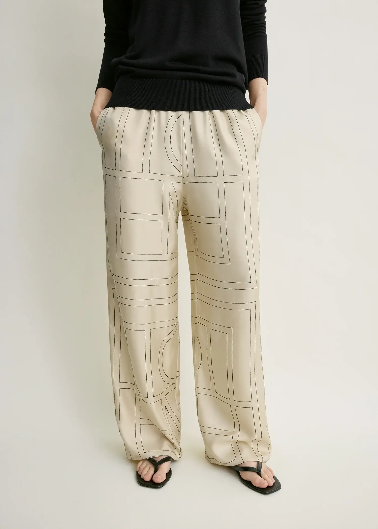 Toteme monogram cream silk pj pants
