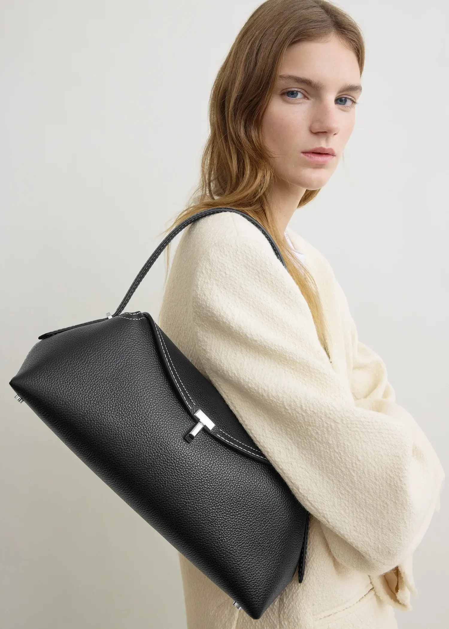 Toteme black t-lock shoulder bag