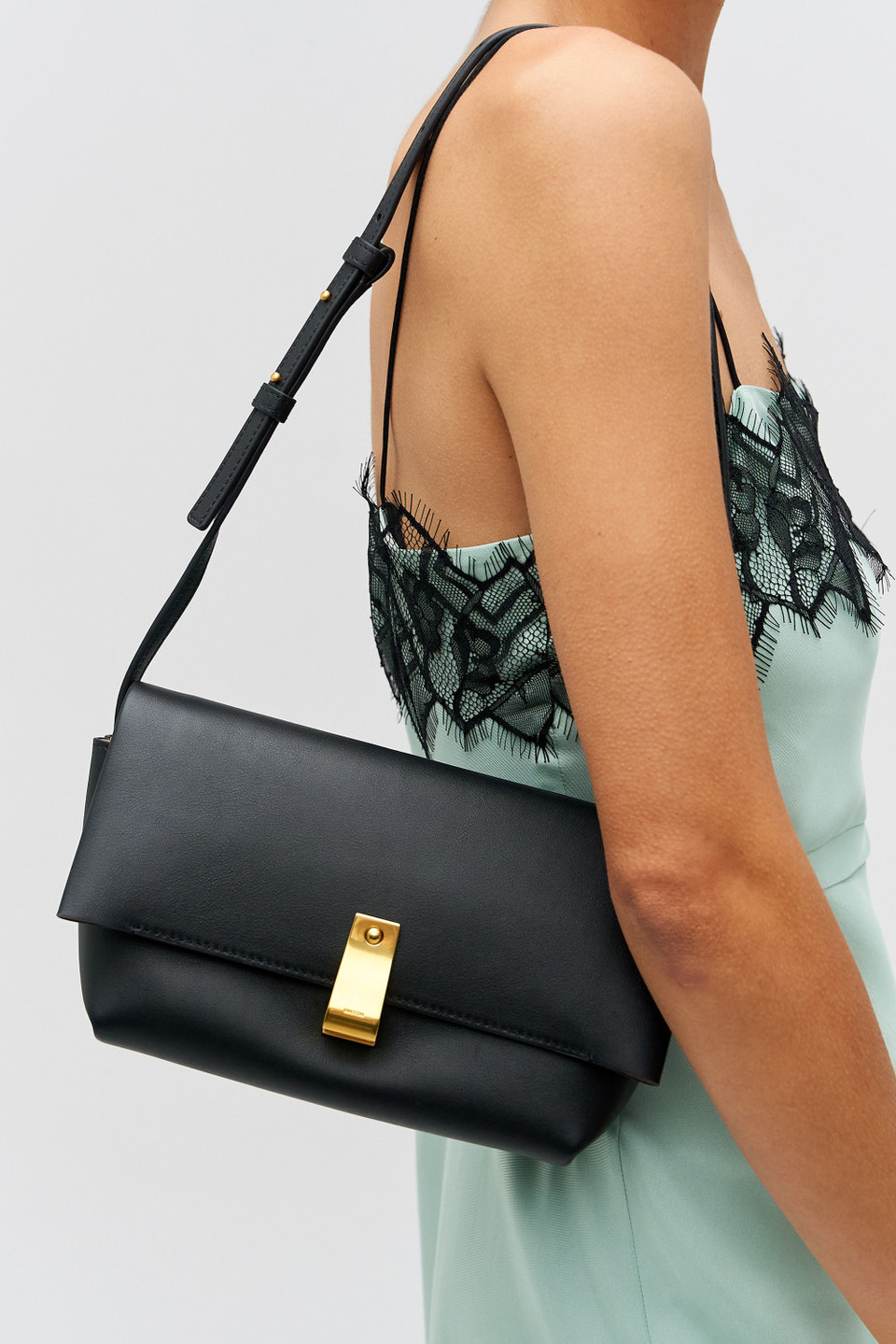 Oroton black Etta medium clutch shoulder bag