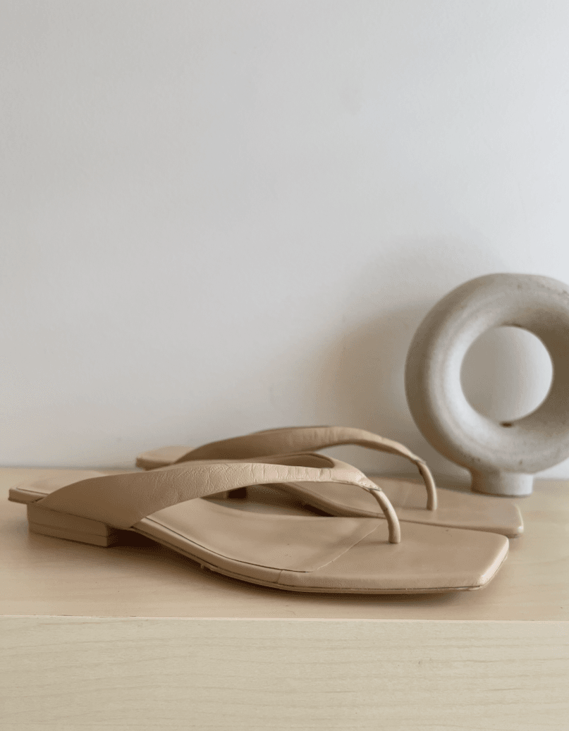 Cult Gaia beige low heel sandals